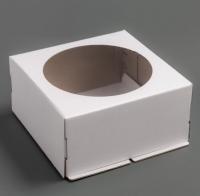 Коробка 300х300х200 мм, для торта "Классик" с окном,  гофрокартон