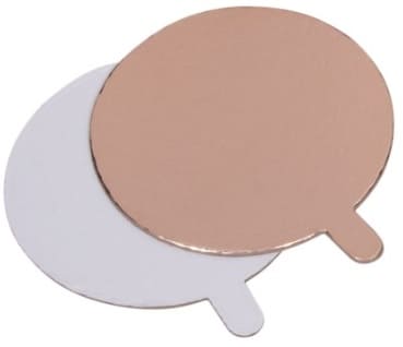 Подложка d 9 с ручкой  (толщ. 1,5мм) для торта круглая (золото, белая)