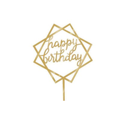 Топпер «Happy Birthday» золото (квадраты)