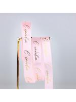 Лента атласная с тиснением «С любовью», розовая, 2 см × 22.5 м