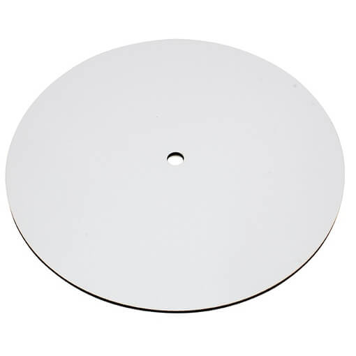 Подложка ЛХДФ d 12 см (белая) 3 мм, (Отверстие 12 мм)