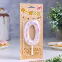 Свеча в торт «Белый мрамор», цифра 0, ГИГАНТ, 9 см