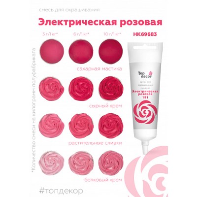 Смесь для окрашивания пищевых продуктов жидкая "Электрический розовый" 100г.