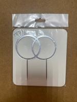 Топпер Свадебные кольца с алмазом (Серебряный акрил)