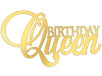 Топпер боковой "Birthday Queen" золотой Размер: 9 х 4,5 см