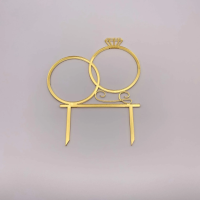 Топпер / Свадебные кольца с алмазом № 4 (Золотой акрил) вензель