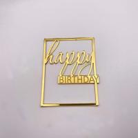 Бенто-топпер / Happy Birthday в рамке № 5 (Золотой акрил)