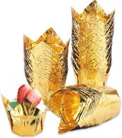 Форма для выпечки Тюльпан, Золото 5х8 см 10 шт