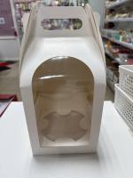 Коробка для кулича №1 с ручкой  размер ( дно 15см, высота 18см, высота до ручки 31см)