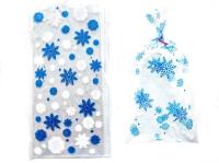 Пакетики с принтом "Снежинки голубые и белые" 27*13 см, (10шт)