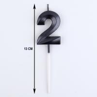 Свеча в торт на шпажке «Цифра 2», черная, 5 см