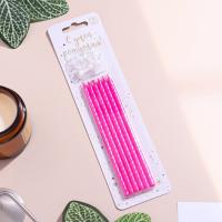 Свечи для торта «Классические» с подставкой, 13 см, 6 шт., розовые