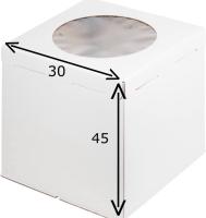 Коробка 300х300х450 мм, для торта с окном, гофрокартон, боковины+крышка+дно30