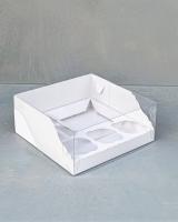 Коробка для 5 капкейков и Бенто с пластиковой крышкой 235х235х100 мм