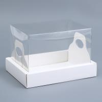 Коробка с прозрачной крышкой под рулет белая, 16.3×12.1×10.6 см