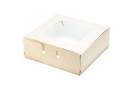 Коробка для десертов с окном 135х135х50, Крафт