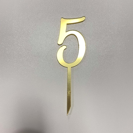 Топпер Цифра 5 (Золотой акрил)