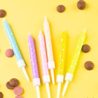 Набор свечей для торта "Нежность" цветные со звездам, 10 см 6 шт