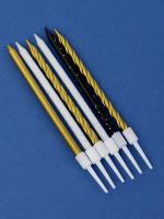 Свечи в торт «Праздничное волшебство», 6 шт, белый, черный, золотой