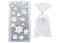 Пакетики с принтом "Снежинки белые" 27*13 см, (10шт)