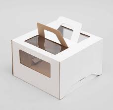 Коробка 220х220х140 мм, для торта с ручкой и окном, гофрокартон