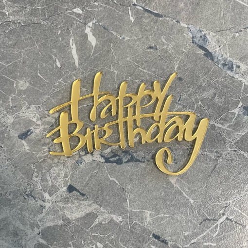 Топпер Happy Birthday без держателя № 3 (Золотой акрил)
