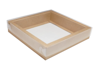 Коробка 150х150х35 мм  крафт, прозрачная крышка для клубники в шоколаде