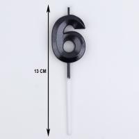 Свеча в торт на шпажке «Цифра 6», черная, 5 см