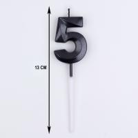 Свеча в торт на шпажке «Цифра 5», черная, 5 см