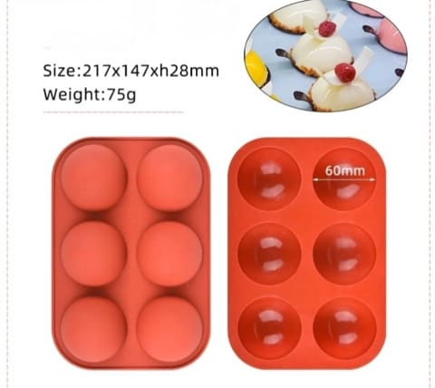 Силиконовая форма "Полусфера" 6 см, 6 ячеек