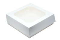 Коробка 200х200х70 мм для зефира с окном, Белая