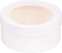 Коробка под зефир, печенье и макароны ШЛЯПНАЯ с окном диам.160мм выс.70 мм (белая)