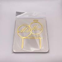 Топпер / Свадебные кольца с алмазом № 3 Mr/Ms (Золотой акрил) вензель