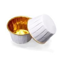 Формы бумажные с ламинацией «Маффин» 50х40 мм (Золото + белый) 10 шт