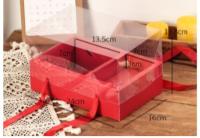 Коробка для дессертов и цветов (красная) №2 с завязками