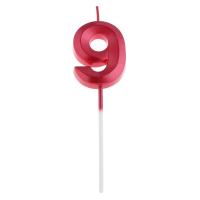 Свеча в торт на шпажке «Цифра 9», красная, 5 см