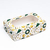 Коробка складная, кондитерская упаковка с окном "Звезды и трости", 25 х 15 х 7 см