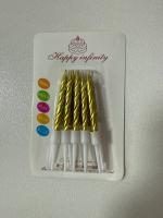 Набор свечей для торта «Спираль» золотые 7,5 см, 10шт