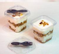 Стакан контейнер с крышкой + вилочка 220 мл.