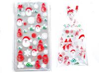 Пакетики с принтом "Дед мороз, снеговик, снежинки" (50шт)