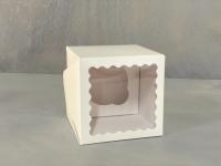 Коробка на 1 капкейк с окном волна 105*105*100