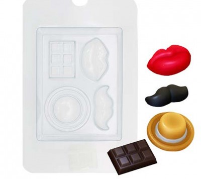 Пластиковая форма "Декор (Усы, Губы, Шоколадка)"