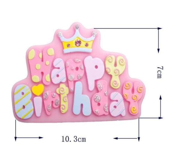 Молд силиконовый «Табличка Happy Birthday с короной»