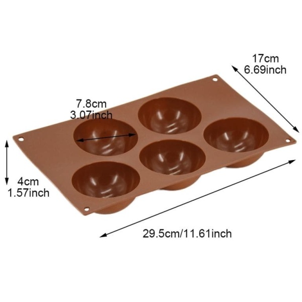 Силиконовая форма "Полусфера" 8 см, 5 ячеек