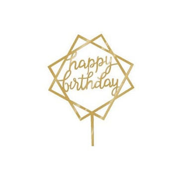 Топпер «Happy Birthday» золото (квадраты)
