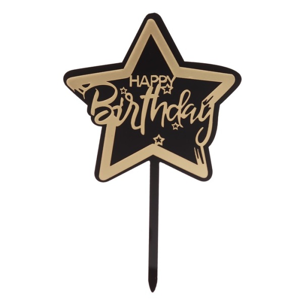 Топпер «С Днём Рождения», цвет чёрно-золотой