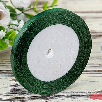 Лента атласная, 6 мм (23 метра, цвет №49 Темно-зеленый)