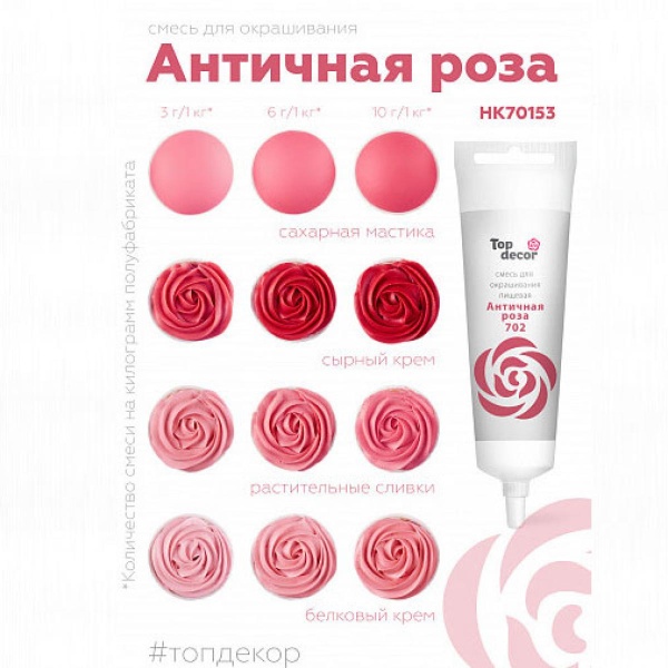 Смесь для окрашивания пищевых продуктов жидкая "Античная роза" 100г.