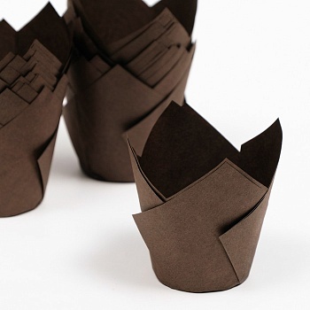 Форма для выпечки Тюльпан, Коричневый 5х8 см 1 шт