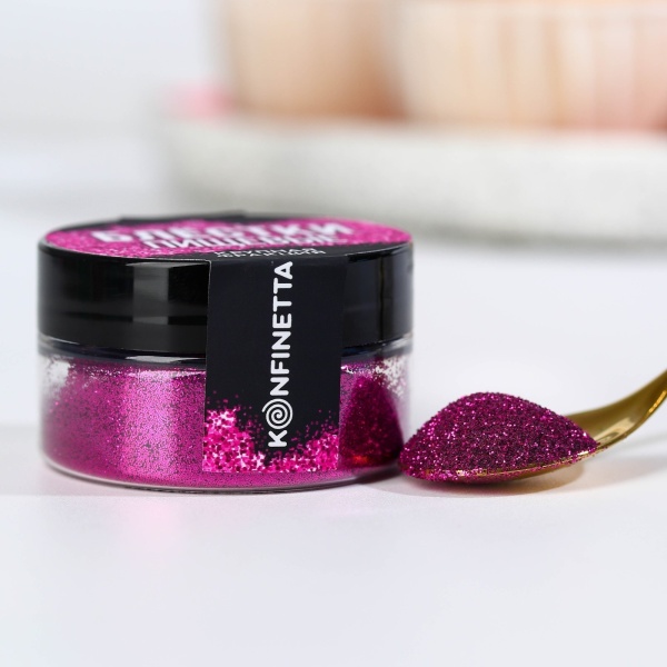 Блёстки пищевые крупной фракции фиолетовые для капкейков, тортов и напитков, 5 г.